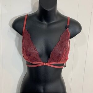 La Senza Burgundy Lace Bralette Size Large